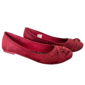 Rocket Dog Slip On Twist Tie Bow Detail Red Ballerina Flat Shoe Size 7